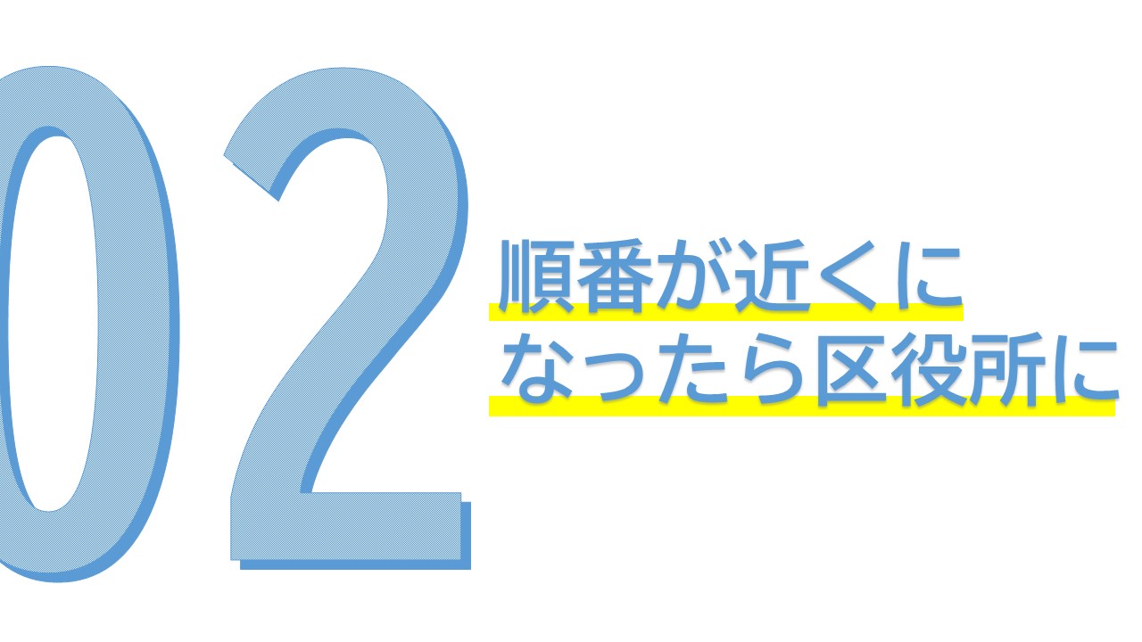 ２順番が近くになったら区役所に